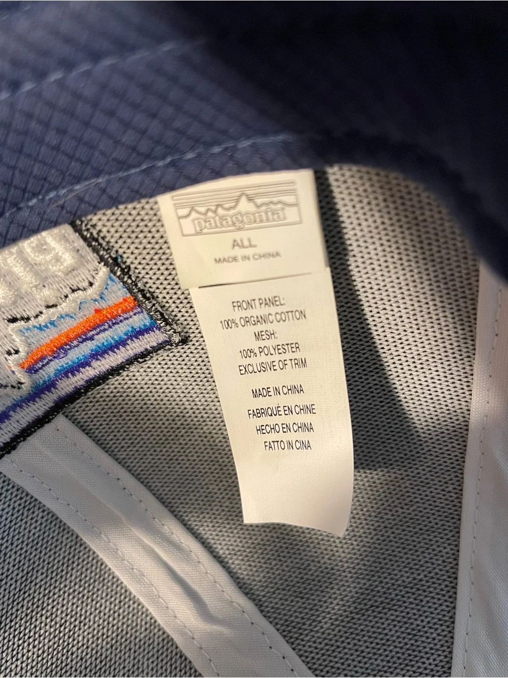 Patagonia Navy Hat with Multicolor Mountain Patch